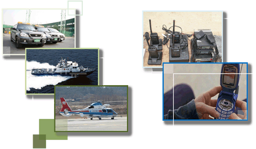 통신 및 운송수단 자동차, 배, 헬기, 무전기, 휴대전화 이미지